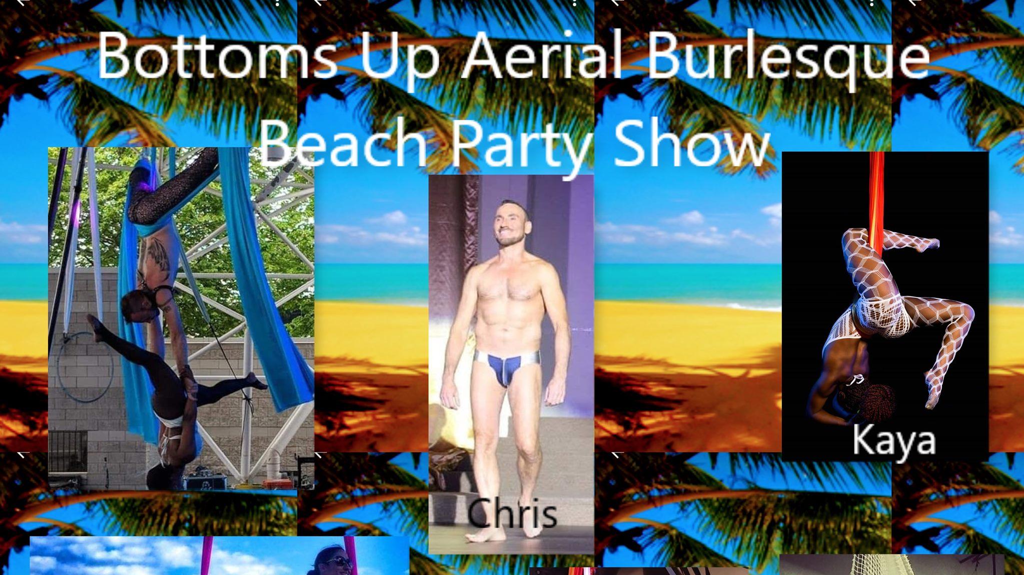 bottoms up aerial beach party